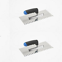 2 x Tilebank Pro Adhesive Tile Trowel With Soft Grip Handle 6mm