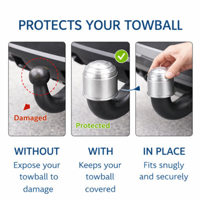 2 x Tow Bar Ball Cover 50mm - Silver Matt Towball Protector Cap ...