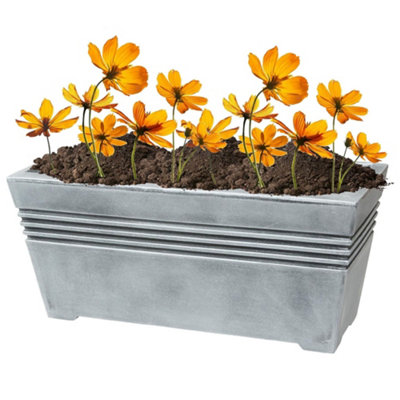 2 x Trough Venice Planters Lightweight Grey Flower Pots For Home, Garden & Patios