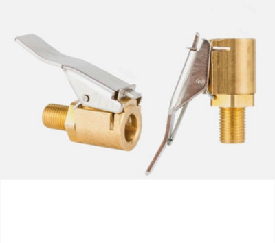 2 x Tyre Valve Air Chuck Inflator Pump Connector Adapter Brass Clip on ...