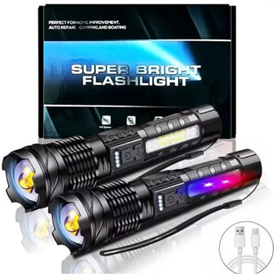2 X ULTRA-BRIGHT LED FLASHLIGHTS 990,000,000LM RECHARGEABLE