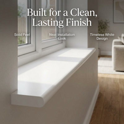 2 x uPVC Bullnose Window Board, Internal Window Sill Capping, White ...