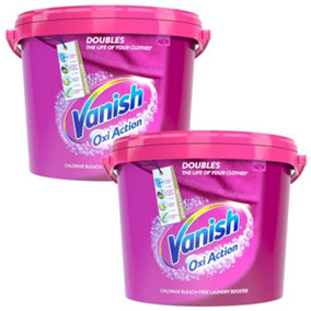 2 x Vanish Oxi Action Laundry Booster Stain Remover Powder 2.4kg Chlorine-Free