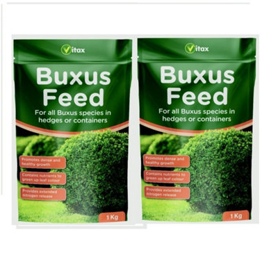 2 x Vitax Buxus Feed Fertiliser Plant Feed Hedges Or Containers Resealable Pouch 1kg