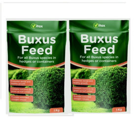 2 x Vitax Buxus Feed Fertiliser Plant Feed Hedges Or Containers Resealable Pouch 1kg
