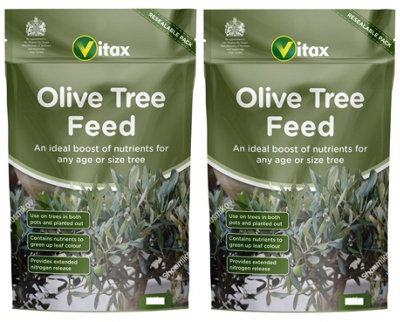 2 x Vitax Organic Olive Tree Fertiliser Plant Feed Boosts fruiting Reseal Pouch 900g