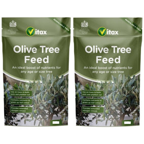 2 x Vitax Organic Olive Tree Fertiliser Plant Feed Boosts fruiting Reseal Pouch 900g