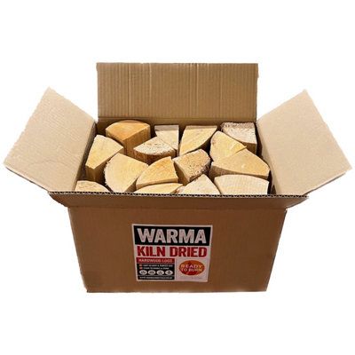 2 x Warma 23L Log Boxes Silver Birch Hardwood Kiln Dried Firewood Logs