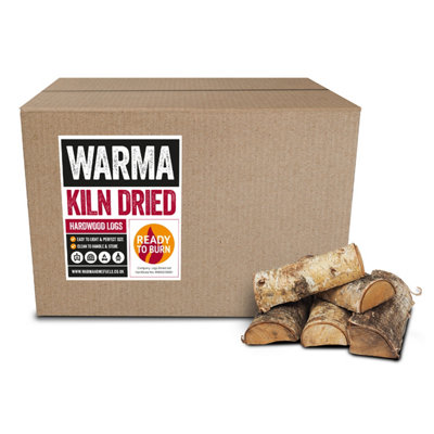 2 x Warma 23L Log Boxes Silver Birch Hardwood Kiln Dried Firewood Logs