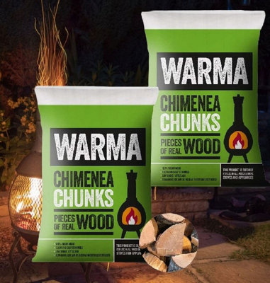 2 x Warma Chimenea Wood Chunks Kiln Dried Hardwood Logs Fire Pit Fuel