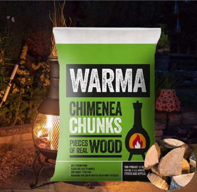 2 x Warma Chimenea Wood Chunks Kiln Dried Wood Logs Fire Pit Fuel 7kg