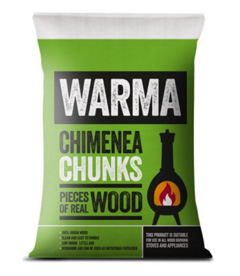 2 x Warma Chimenea Wood Chunks Kiln Dried Wood Logs Fire Pit Fuel 7kg