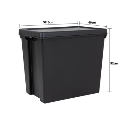 2 x Wham Bam 92L Stackable Recycled Plastic Storage Box & Lid Black - 6
