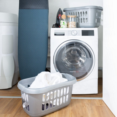 2 x Wham Casa Plastic Hipster Laundry Basket Silver DIY at B&Q