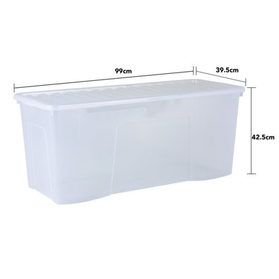 Pack of 2 - 133 Litre Extra Large Long Plastic Storage Boxes with Lids
