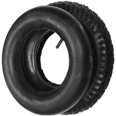 Relaxdays Wheelbarrow/Sack Truck Wheel & Inner Tube - 3.50-8 Size, Studded Tread, 154kg Load Capacity, Black Rubber