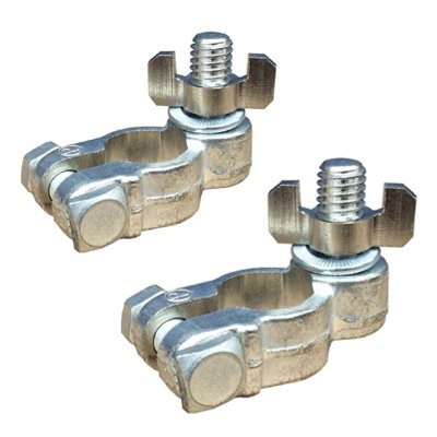 2 x Wing Nut Battery Terminals Pair of Positive and Negative with 10mm Stud + -