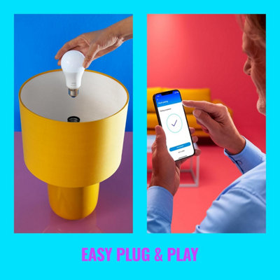 2 x WiZ Smart Bulb, E27 Tuneable Light Bulb Smart Dimming LED, WiFi Works Alexa, Google Assistant & HomeKit, App Control