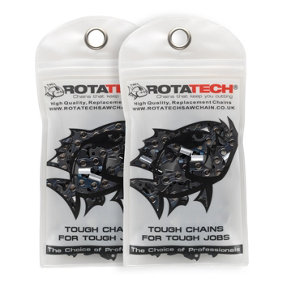 2 xRotatech  Chains 3/8 inch pitch, 0.043 inch gauge 52 Links for Dewalt, Ego, Makita 16 inch chainsaws
