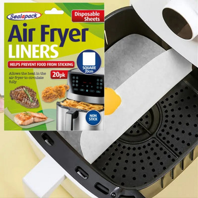 20 Air Fryer Liner Sheets Square Greaseproof Parchment Paper Disposable