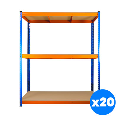 20 Bays of 3 Tier ULTRA HEAVY DUTY Storage Racking 1800h x 1500w x 450d mm 350kg