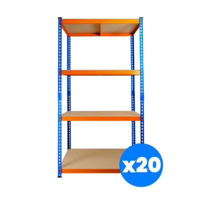 20 Bays of 4 Tier Extra Heavy Duty Storage Racking 1800h x 900w x 300d mm 300kg