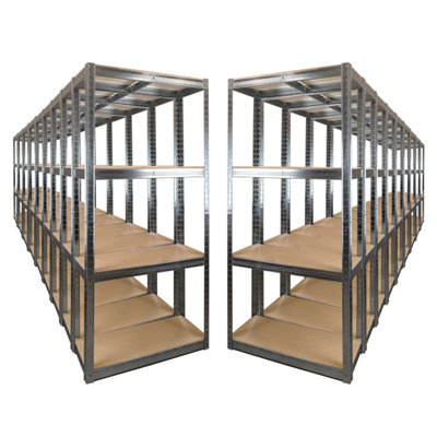 20 Bays of 4 Tier Galvanised Garage Shelving 1500h x 700w x 300d mm 175kg