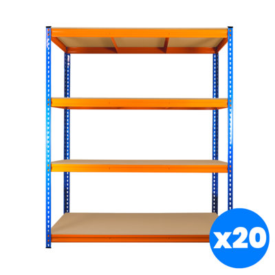 20 Bays of 4 Tier ULTRA HEAVY DUTY Storage Racking 1800h x 1500w x 450d mm 350kg