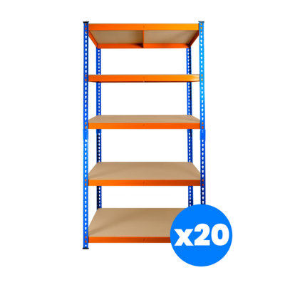 20 Bays of 5 Tier Extra Heavy Duty Storage Racking 1800h x 900w x 300d mm 300kg