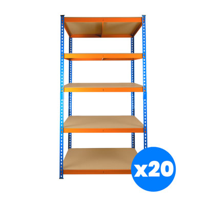 20 Bays of 5 Tier Extra Heavy Duty Storage Racking 1800h x 900w x 600d mm 300kg