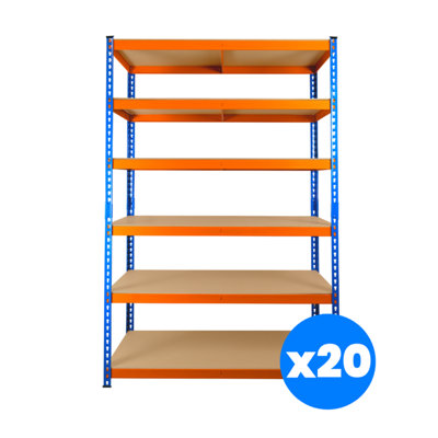 20 Bays of 6 Tier Extra Heavy Duty Storage Racking 1800h x 1200w x 450d mm 300kg