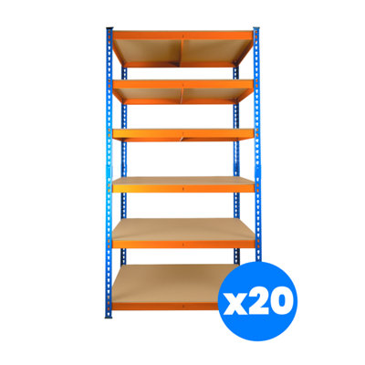 20 Bays of 6 Tier Extra Heavy Duty Storage Racking 1800h x 900w x 600d mm 300kg