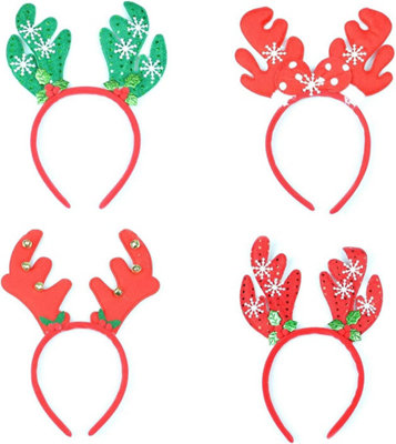 20 Christmas Headband Reindeer Antlers Xmas Fancy Dress Accessories Office Party Bag Fillers Fun, Assorted, One Size Price Comparisons | Compare The Build
