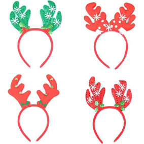 20 Christmas Headband Reindeer Antlers Xmas Fancy Dress Accessories Office Party Bag Fillers Fun, Assorted, One Size