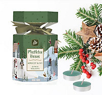 20 Christmas Scented Tea Light Candles Cracker Mistletoe Kisses Apricot & Ivy