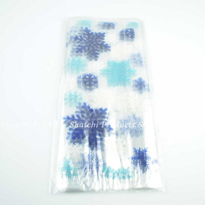 20 Christmas Xmas Snowflake Cellophane Cello Display Party Favour Bags With Ties