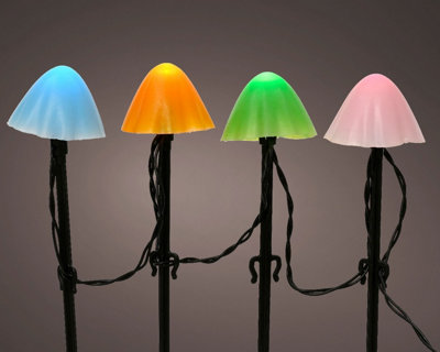 20 Coloured Mushroom Stake Lights Mini Christmas LED Pathway Lights Warm White