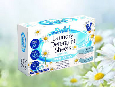 20 Dissolvable Laundry Detergent Sheets Non Bio Fresh Clean Scent DIY