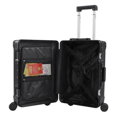 20 Inch Black Suitcase with Combination Lock and USB Charging Port