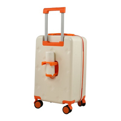 20-Inch Travel Suitcase with Combination Lock in Orange and White