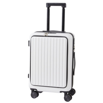 20 Inch White Front Opening Suitcase with TSA Lock and USB