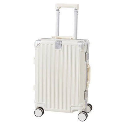20 Inch White Suitcase with Combination Lock and USB Charging Port