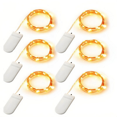 20 LED Battery Micro Rice Wire Copper Fairy String Lights (Pack of 6)