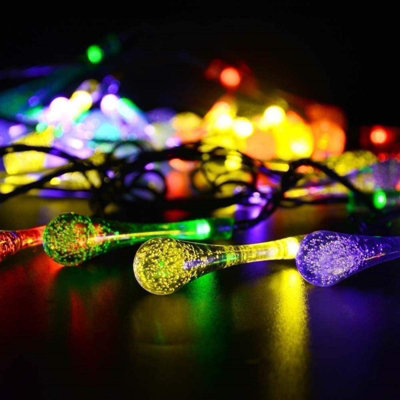 20 LED Blue & White Tear Drop Lights (4m) - Solar Power Lights for ...