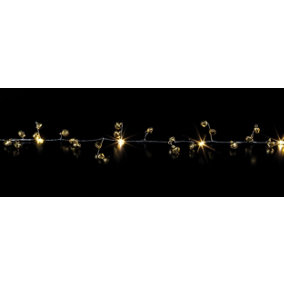 20 LED Gold Bell Beaded Christmas Garland 1.9M Warm White Lights Battery Operated