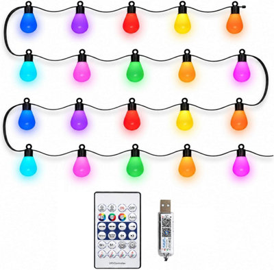 20 LED RGB Oval Lollipop String Lights, App & Remote Control, USB ...