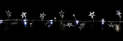 20 LED Silver Star Beaded Christmas Garland 1.9M White Lights Battery Operated