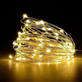 20 LEDs Silver Wire With Warm White LEDs Copper Wire Indoor Battery Operated StringLights