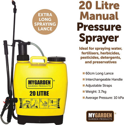20 Litre Knapsack Pressure Sprayer Water Spray Bottle Backpack Weed Killer  Garden