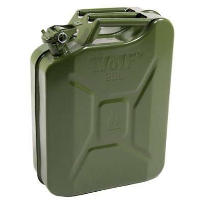20 Litre Metal Jerry Can Wolf Army Green with Leak-proof Bayonet Closure
